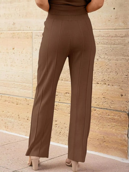 Hazel Blues® |  Casual Solid Color Cap Sleeve Top and Pants Knit Set