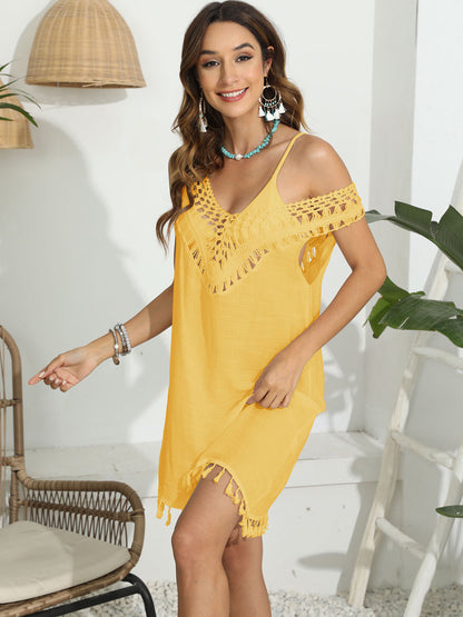 Hazel Blues® | Tassel Scoop Neck Wide Strap Cover-Up