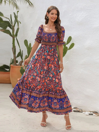 Hazel Blues® |  Floral Flounce Sleeve Midi Dress