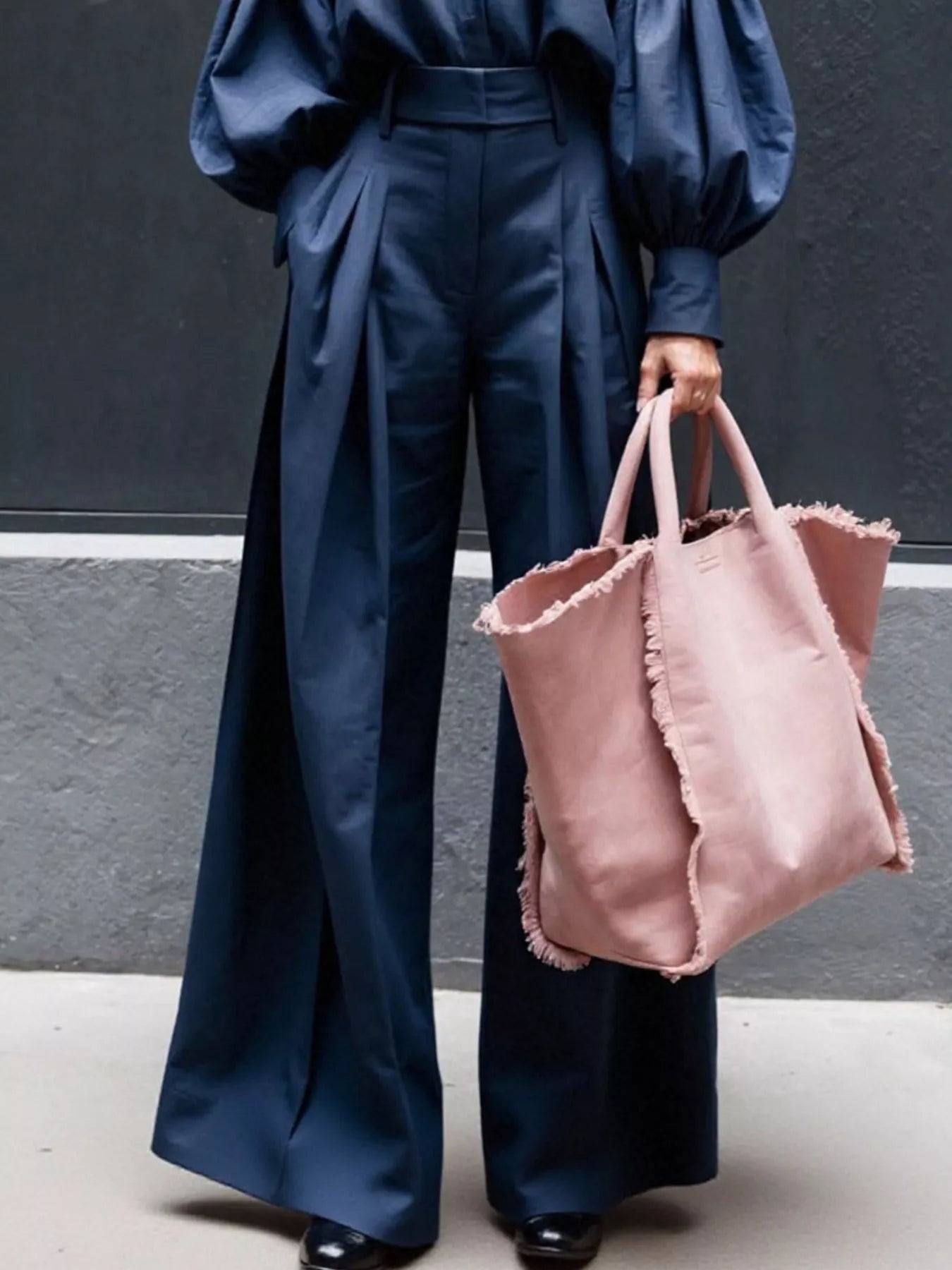 Hazel Blues® |  Lantern Sleeve Shirt and Wide Leg Pants Set