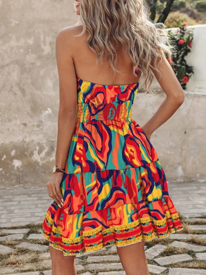 Hazel Blues® |  Paisley Print Halter Neck Mini Dress