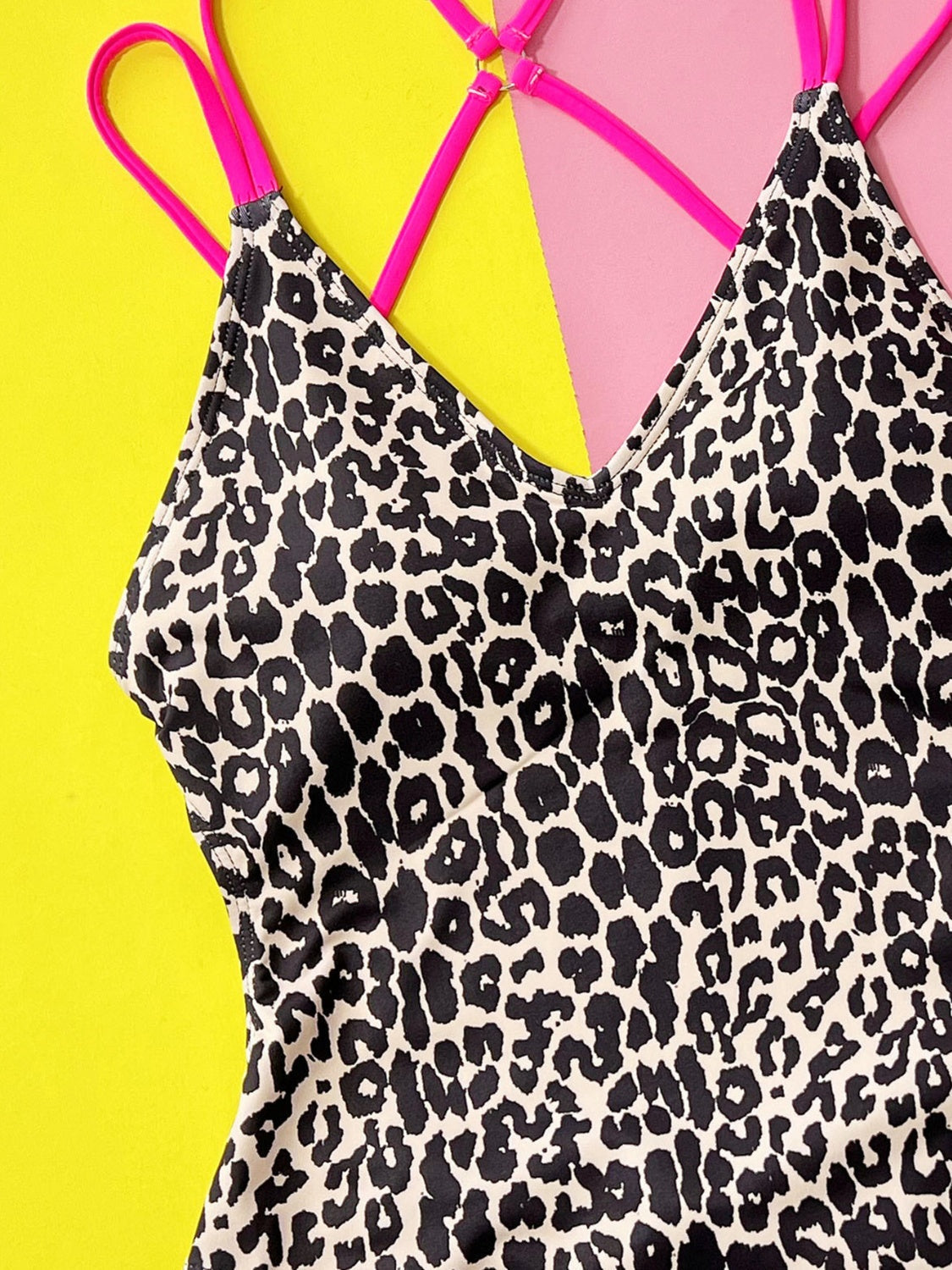 Hazel Blues® | Leopard Plunge Spaghetti Strap One-Piece Swimwear