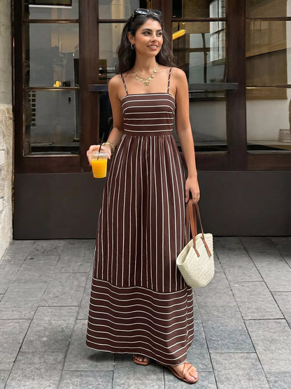 Hazel Blues® |  Striped Print Spaghetti Strap Maxi Dress