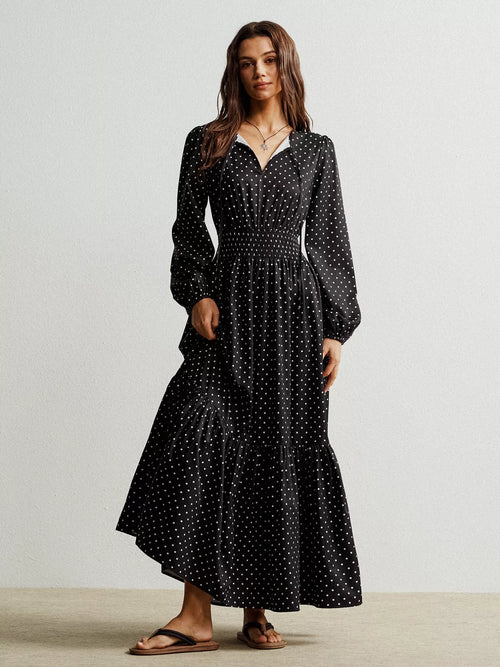 Hazel Blues® |  Polka Dot Long Sleeve Maxi Dress