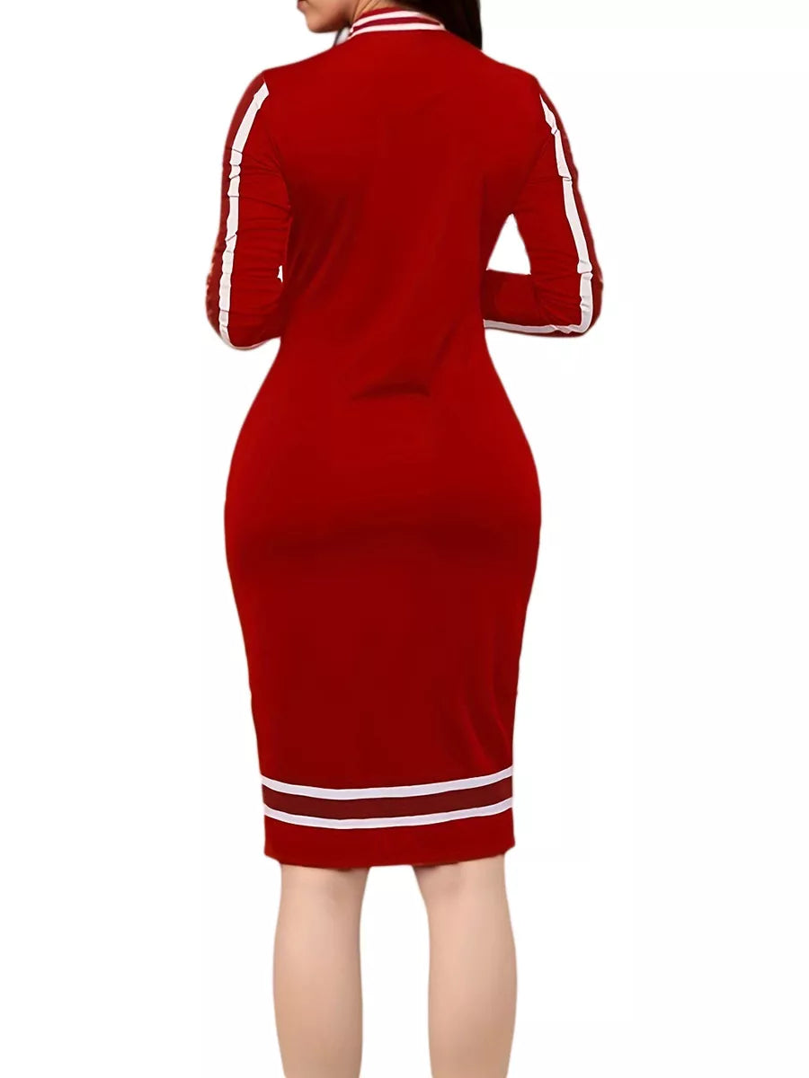 Hazel Blues® |  Striped Bodycon Long Sleeve Dress