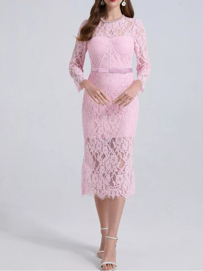 Hazel Blues® |  Lace Long Sleeve Midi Dress