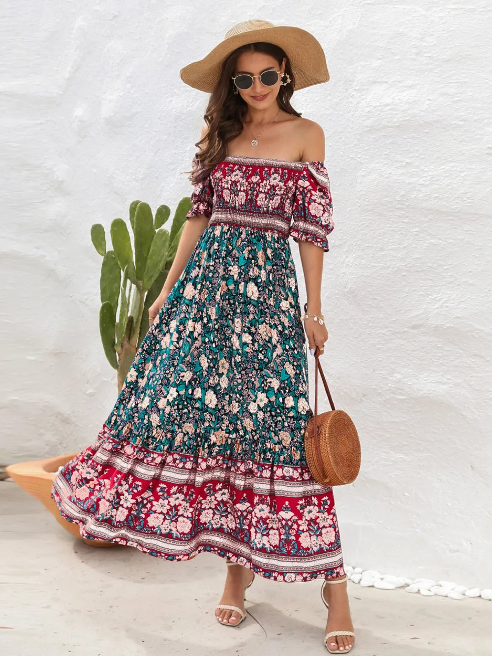 Hazel Blues® |  Floral Flounce Sleeve Midi Dress