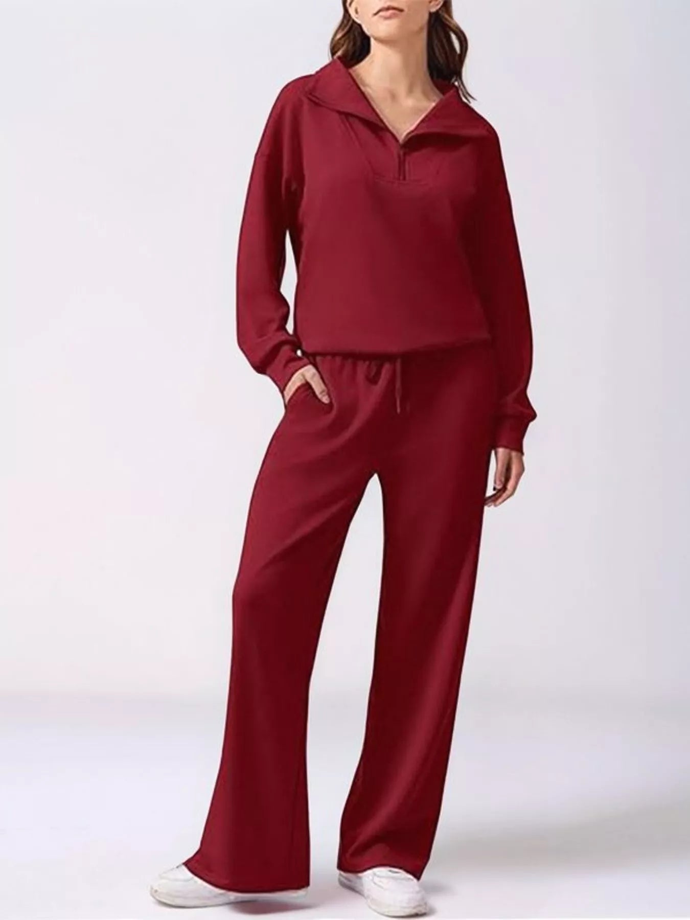 Hazel Blues® |  Relaxed Fit Quarter-Zip Top and Pants Set