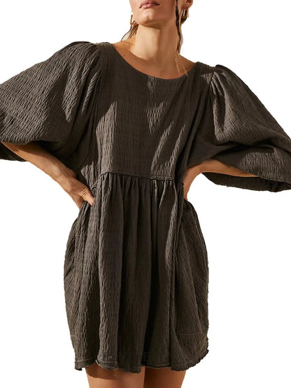 Hazel Blues® |  Cutout Textured Long Sleeve Mini Dress