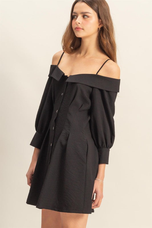 Hazel Blues® |  HYFVE Button Down Spaghetti Strap Mini Dress with Pockets