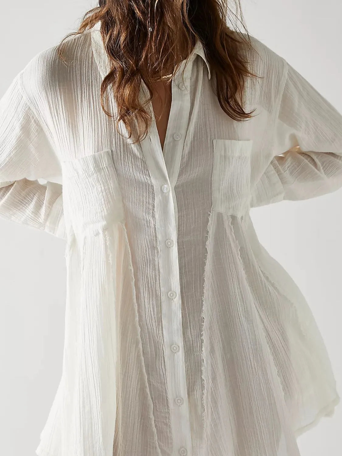 Hazel Blues® |  Textured Button-Down Shirt Dress