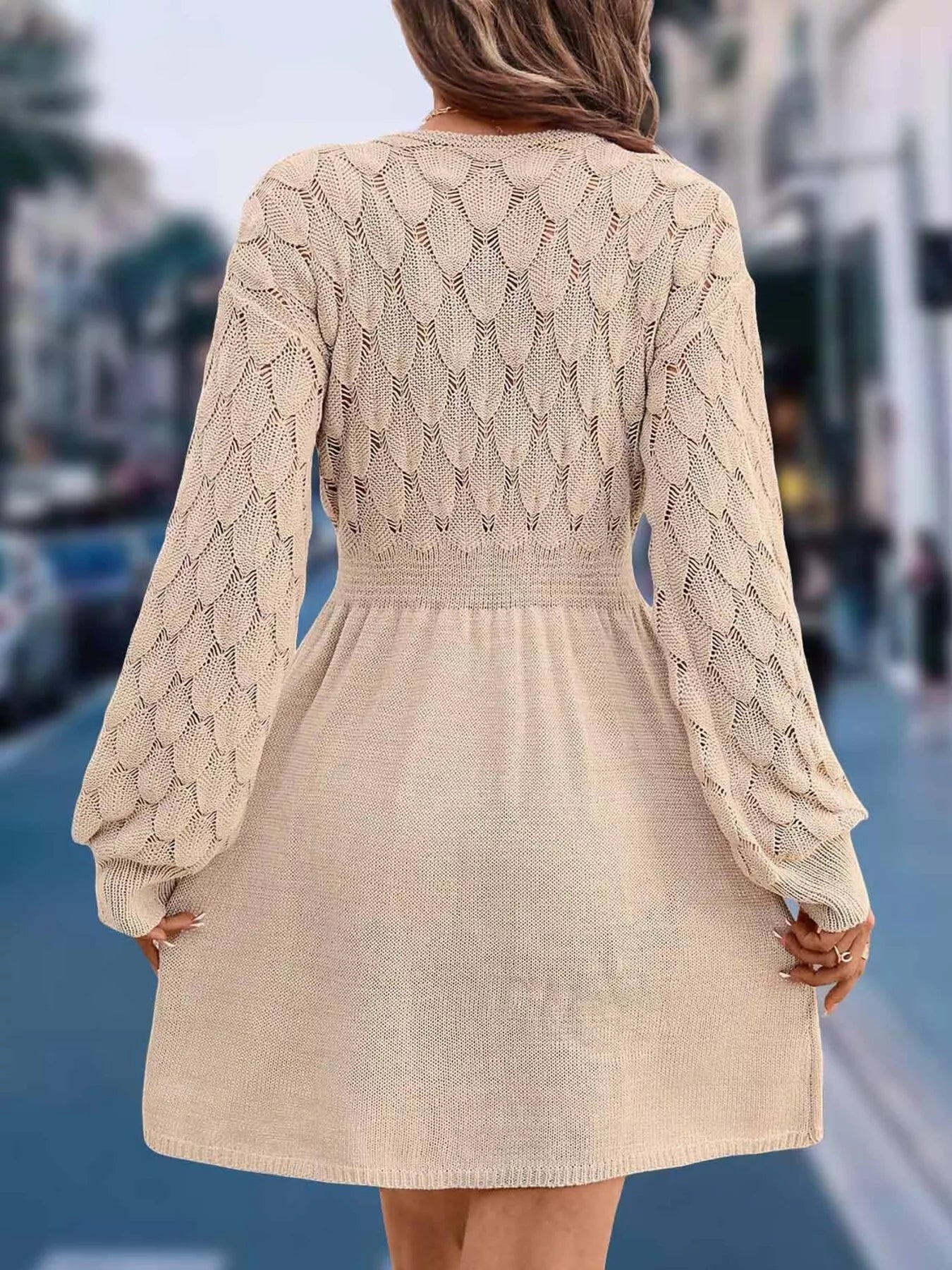 Hazel Blues® |  V-Neck Long Sleeve Sweater Dress