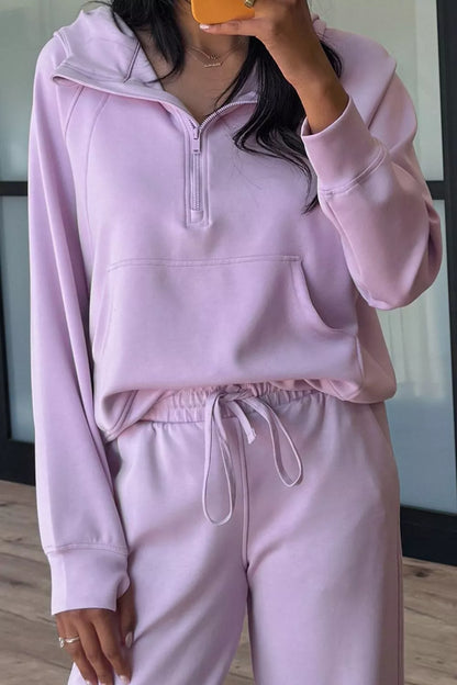 Hazel Blues® |  Half Sleeve Kangaroo Pocket Hoodie and Pants Set