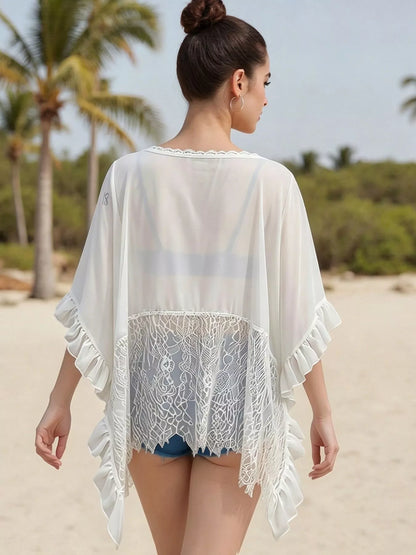 Hazel Blues® | Lace Trim Flowy Cover-Up