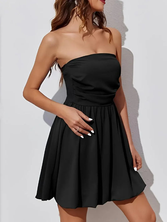 Hazel Blues® |  Ruched Tube Mini Dress