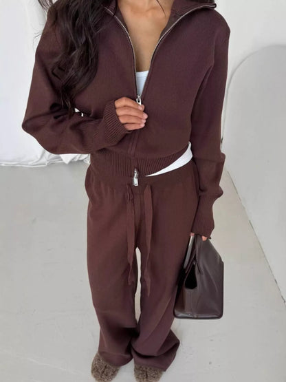Hazel Blues® |  Zip-Up Outerwear and  Drawstring Pants Set