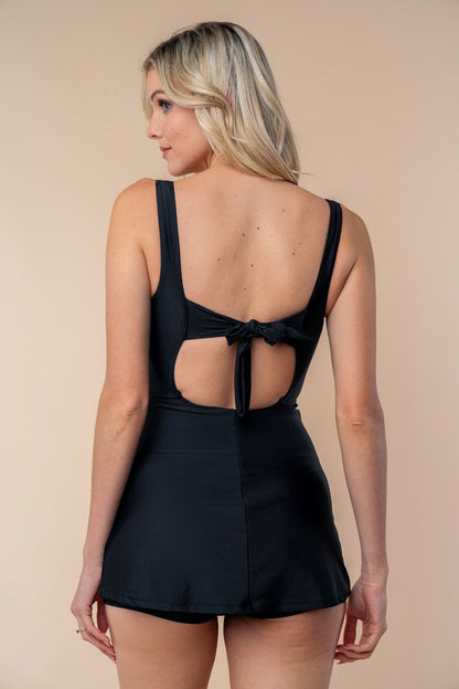 Hazel Blues® | White Birch Sleeveless Tie Back Performance Knit Swim Dress