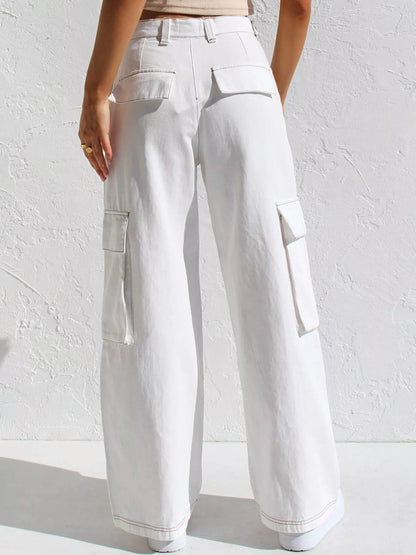 Hazel Blues® |  High-Waisted Wide Leg Cargo Jeans