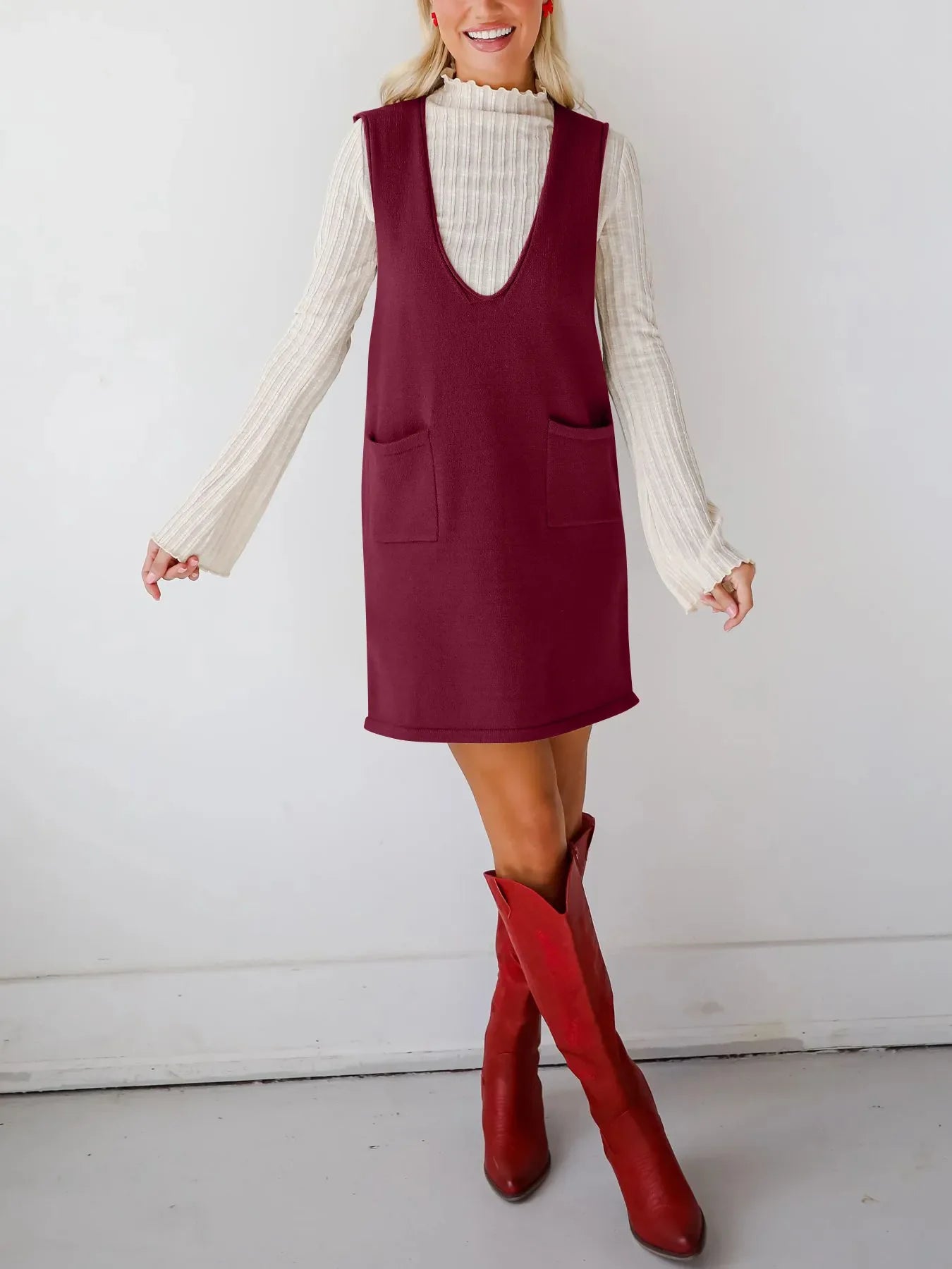 Hazel Blues® |  Sleeveless Knit Dress with Pockets