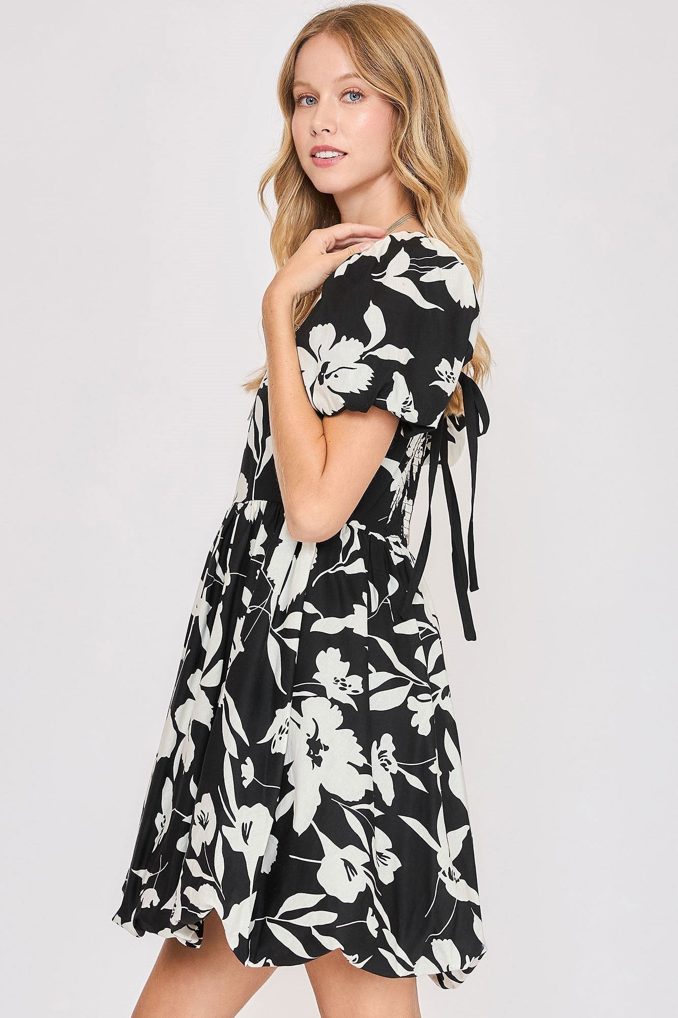 Hazel Blues® | Umgee Two Tone Floral Print Babydoll Dress