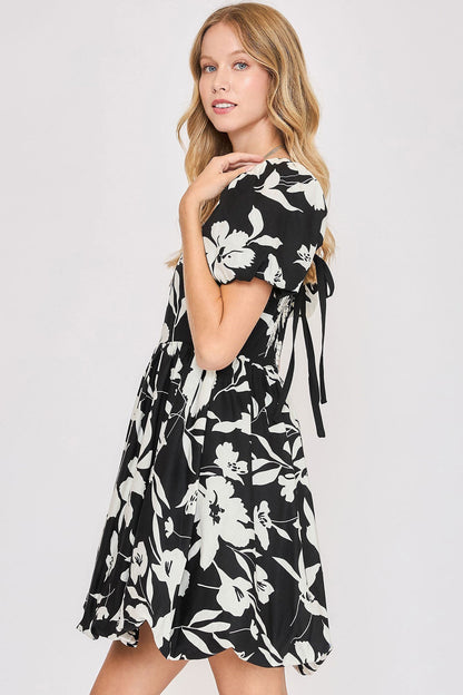 Hazel Blues® | Umgee Two Tone Floral Print Babydoll Dress