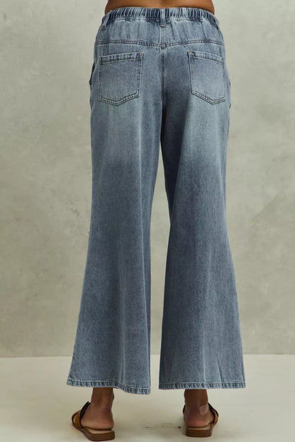 Hazel Blues® |  SO ME Mid Rise Elastic Waist Flare Denim Jeans