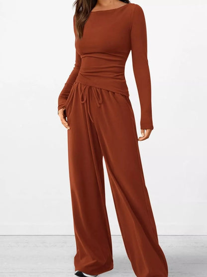 Hazel Blues® |  Long Sleeve Top and Wide Leg Pants Set