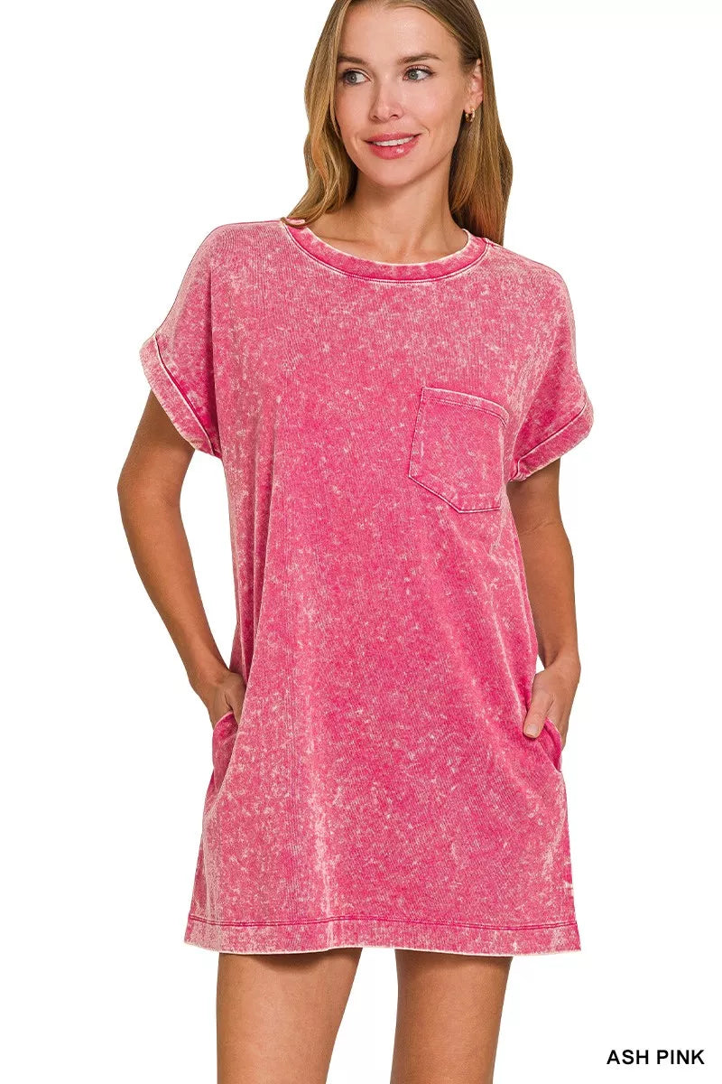 Hazel Blues® |  Zenana Premium Cotton Washed T-Shirt Dress