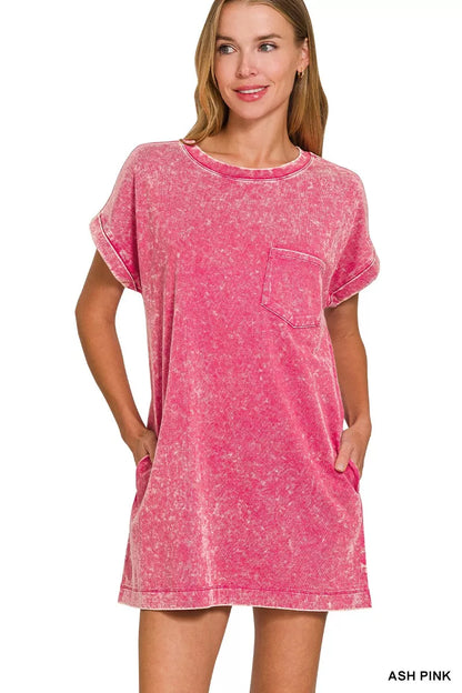 Hazel Blues® |  Zenana Premium Cotton Washed T-Shirt Dress