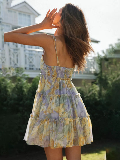 Hazel Blues® |  Floral Print Ruffle Tiered Mini Dress