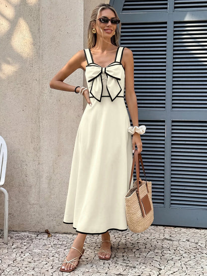 Hazel Blues® |  Bowknot Trim A-Line Midi Dress