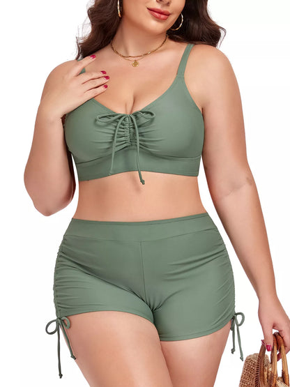 Hazel Blues® | Ruched Drawstring Swim Set