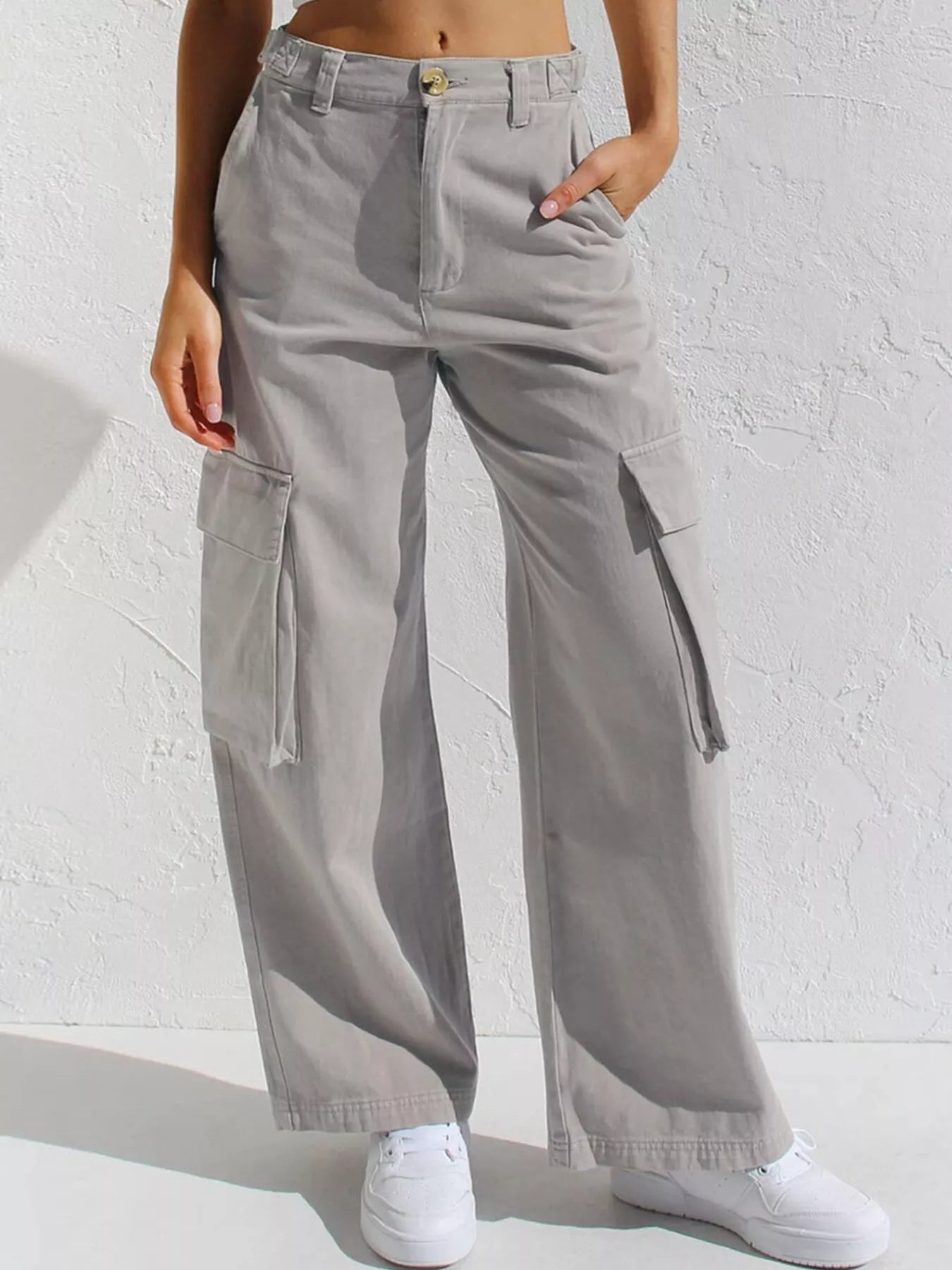 Hazel Blues® |  High-Waisted Wide Leg Cargo Jeans