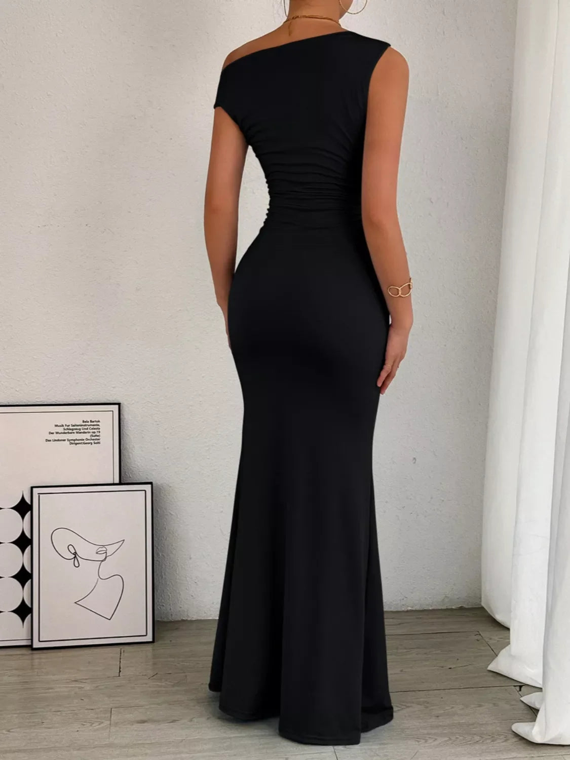 Hazel Blues® |  One-Shoulder Ruched Bodycon Maxi Dress