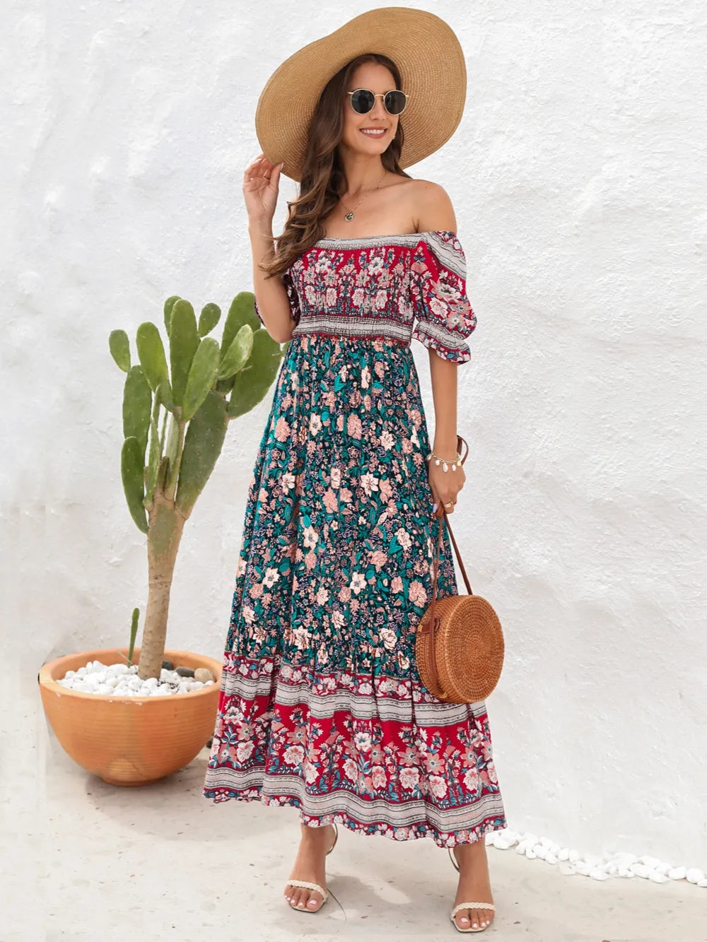 Hazel Blues® |  Floral Flounce Sleeve Midi Dress