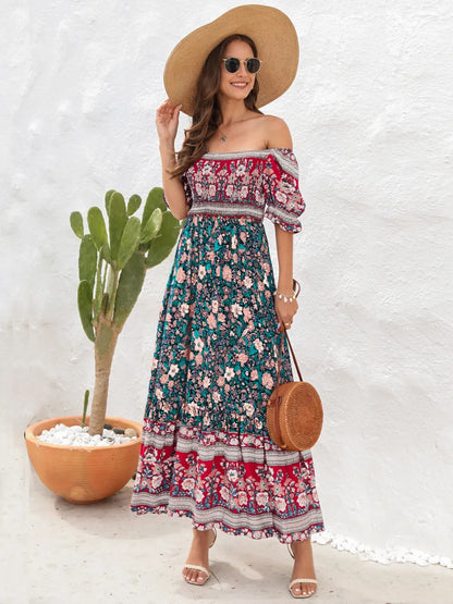 Hazel Blues® |  Floral Flounce Sleeve Midi Dress