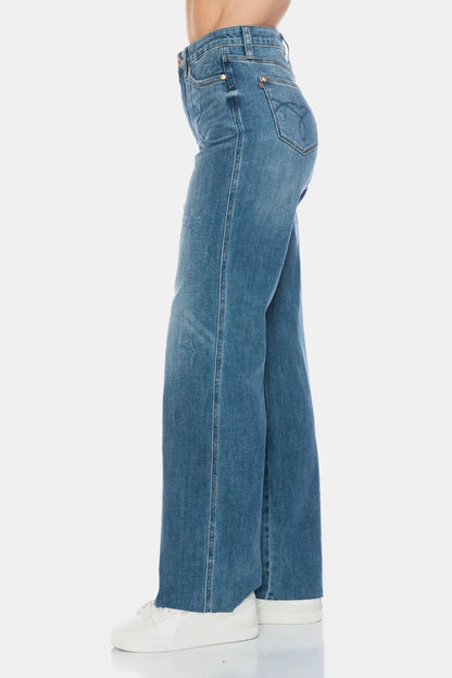 Hazel Blues® |  Judy Blue Tummy Control Cut Raw Hem Straight Jeans