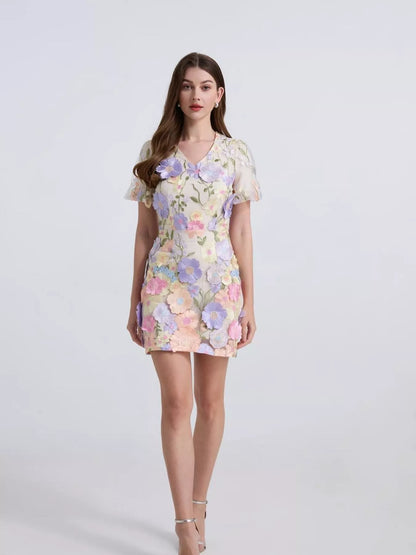 Hazel Blues® |  Floral Puff Sleeve Mini Dress