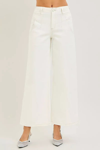 Hazel Blues® |  RISEN High Rise Ankle Wide Pants