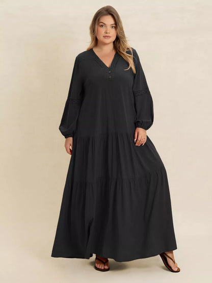 Hazel Blues® | Bohemian Tiered Maxi Dress with Balloon Sleeves