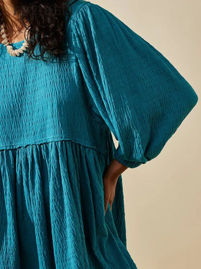 Hazel Blues® |  Cutout Textured Long Sleeve Mini Dress