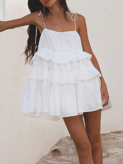 Hazel Blues® |  Ruffle Layered Tie Shoulder Cami Dress