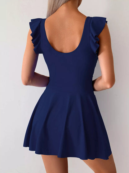 Hazel Blues® | Ruffled Sleeve One-Piece Swim Dress