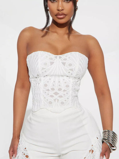 Hazel Blues® |  Cutout Tube Top and Wide Leg Pants Set