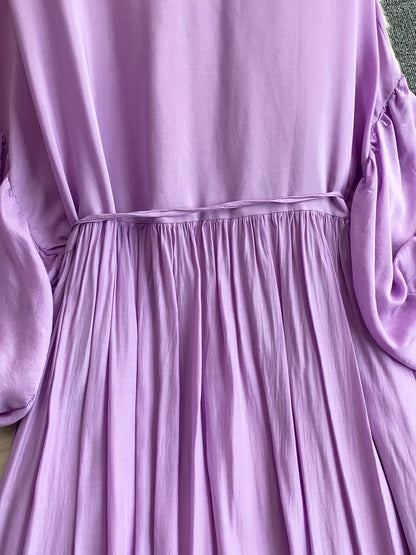 Hazel Blues® |  Balloon Sleeve Tie-Waist Dress