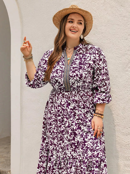 Hazel Blues® | Floral Print Maxi Dress with Long Sleeves