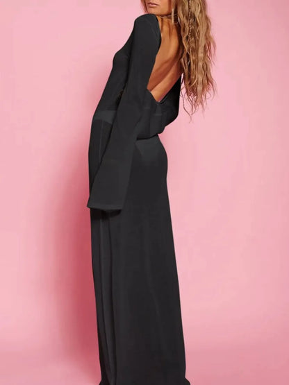 Hazel Blues® | Backless Long Sleeve Maxi Cover-Up