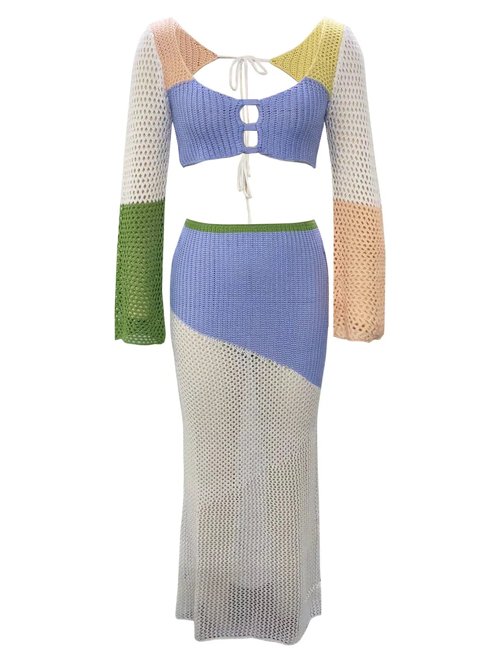 Hazel Blues® |  Tied Long Sleeve Top and Skirt Cover Up Set