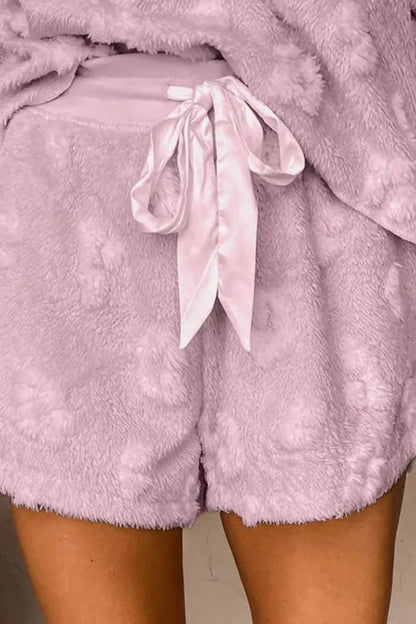 Hazel Blues® |  Round Neck Long Sleeve Top and Shorts Lounge Set