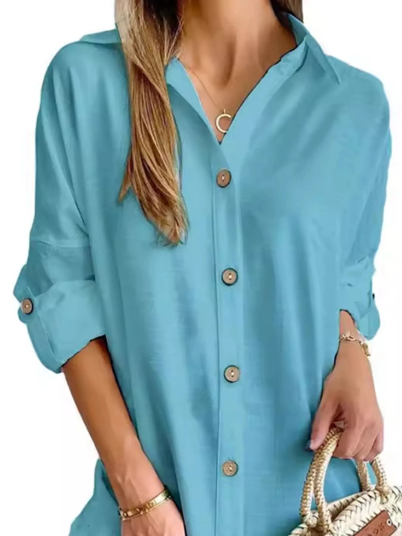 Hazel Blues® |  Button Down Long Sleeve Shirt Dress